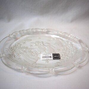 VTG Mikasa Holiday Lights Frosted Crystal Oval Sweet Dish Candy Plate Christmas